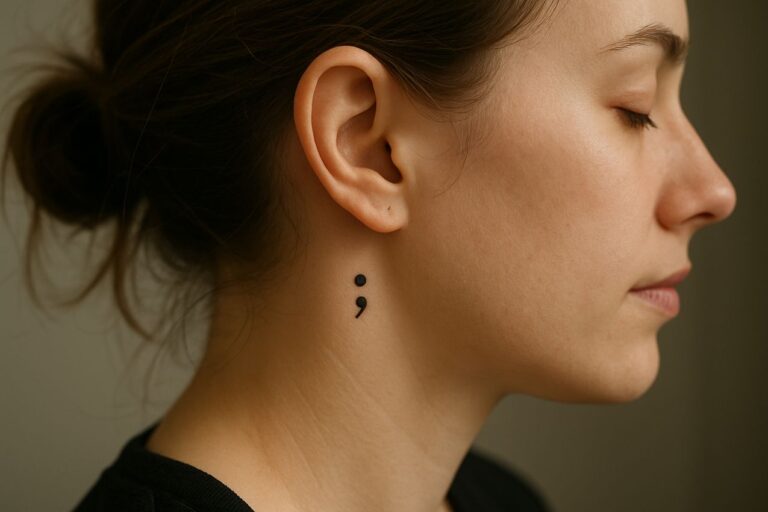 tatouage ; sous l'oreille