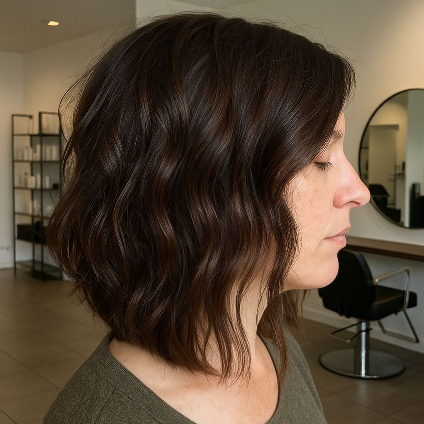 Carre plongeant long wavy brun chocolat-Visage ovale (2)