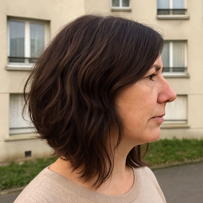 Carre plongeant long wavy brun chocolat-Visage ovale (3)