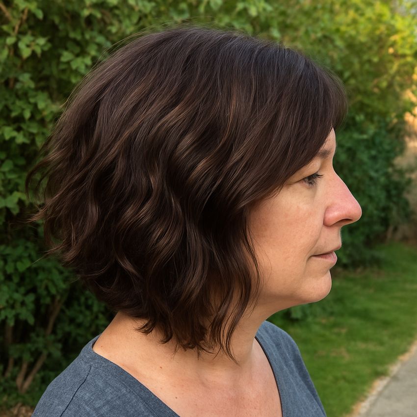 Carre plongeant long wavy brun chocolat-Visage ovale copie