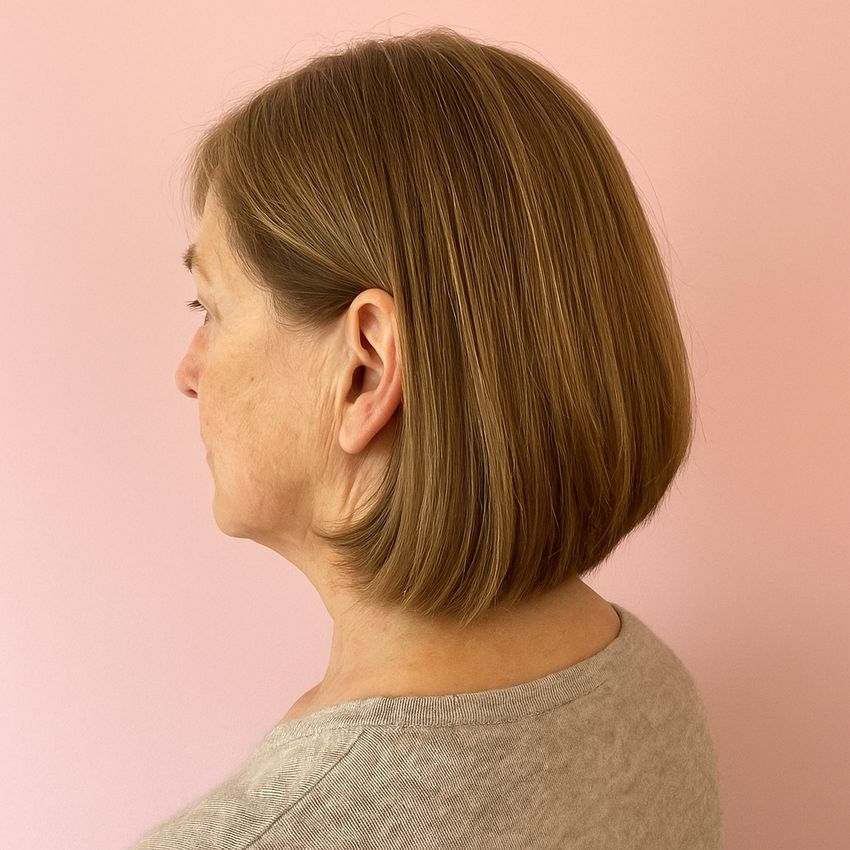 Carre plongeant mi-long lisse naturel chatain clair