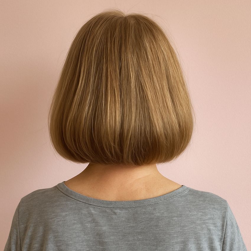 Carre plongeant mi-long lisse naturel chatain clair