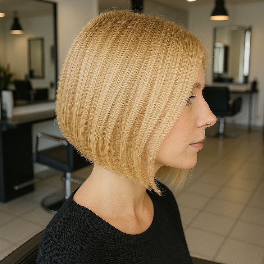 coupe cheveux carre plongeant mi long sur cheveux fins blond