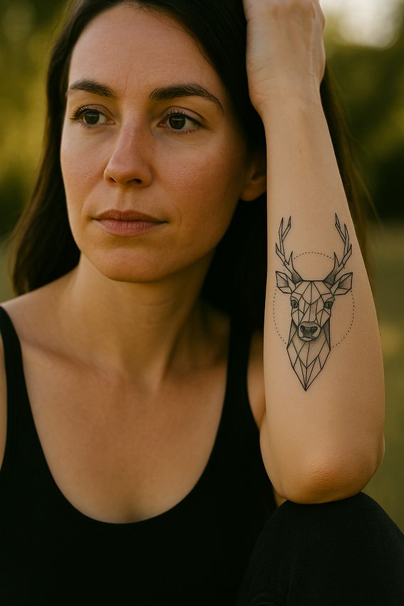 Tatouage Cerf geometrique avant bras