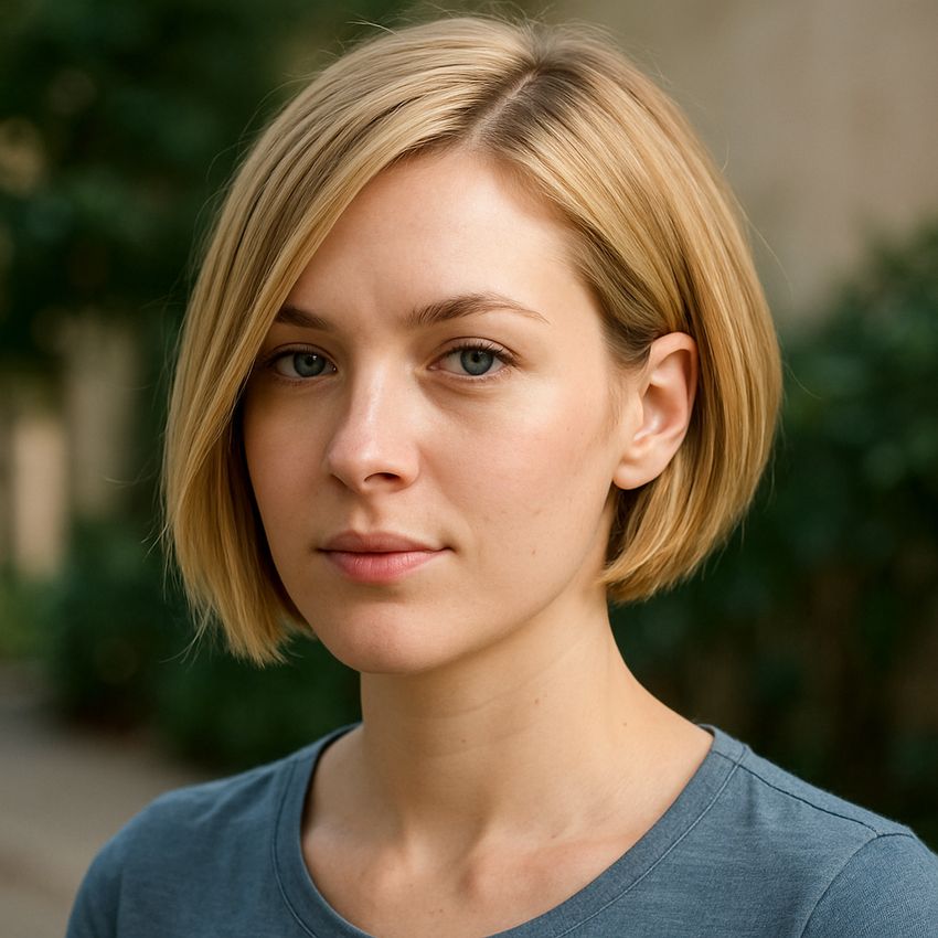 coupe carre plongeant courte blonde