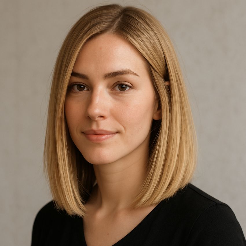 coupe de cheveux carré plongeant long sur blonde
