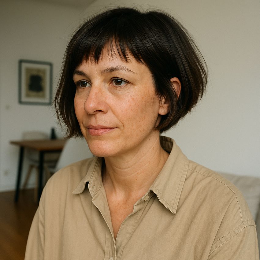 coupe cheveux carré plongeant court avec frange look moderne 40 ans