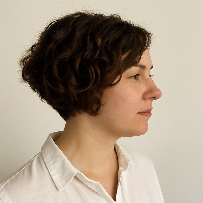 coupe cheveux carré plongeant court bouclé chic 30 ans-Carré