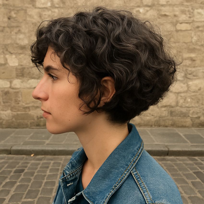 coupe cheveux carré plongeant court bouclé tendance urbaine