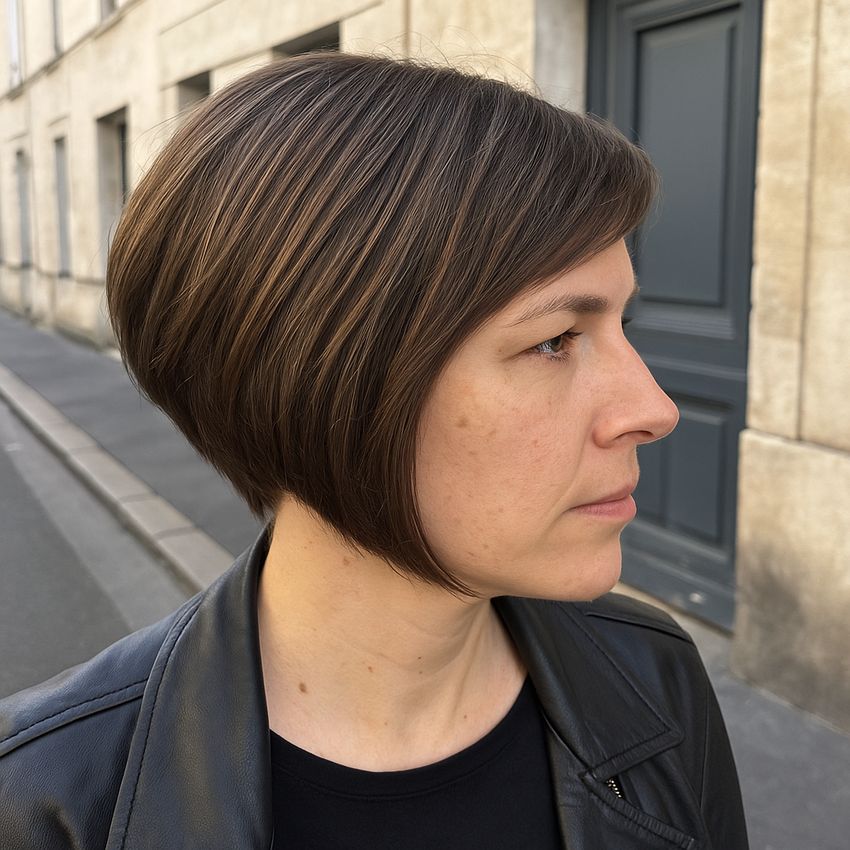 coupe cheveux carré plongeant court dégradé moderne 35 ans