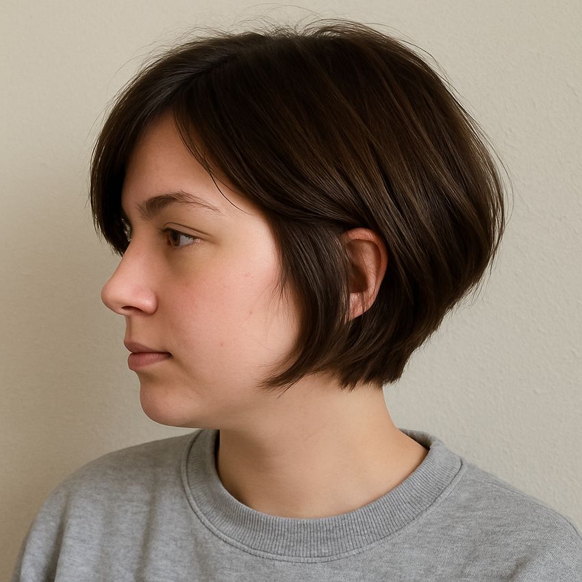 coupe cheveux carré plongeant court dégradé tendance jeune femme