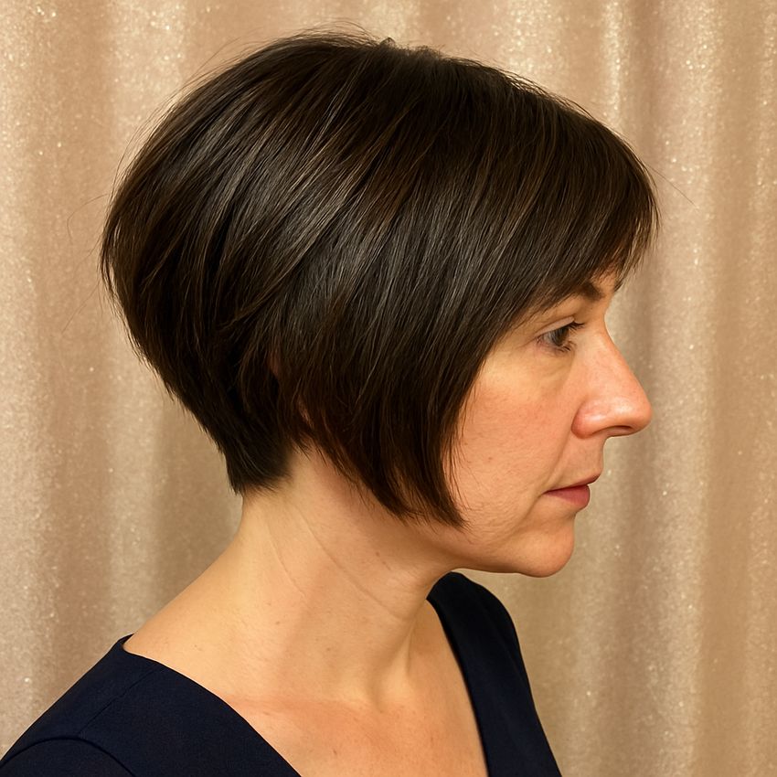 coupe cheveux carré plongeant court effilé sophistiqué