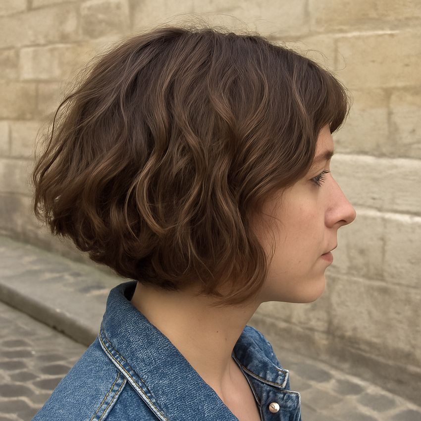 coupe cheveux carré plongeant court ondulé naturel tendance urbaine
