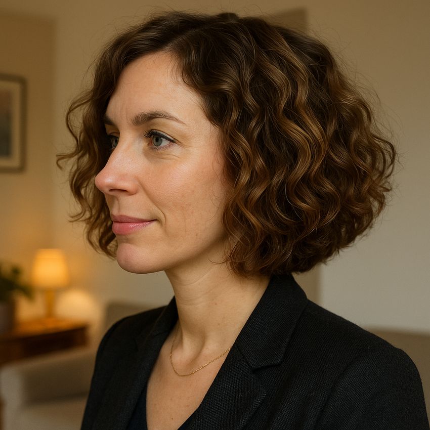 coupe cheveux carré plongeant mi long bouclé chic