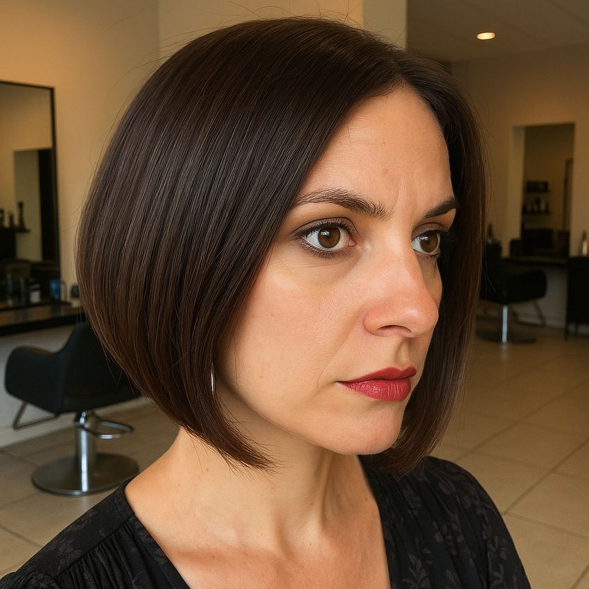 coupe cheveux carré plongeant mi long élégant lisse