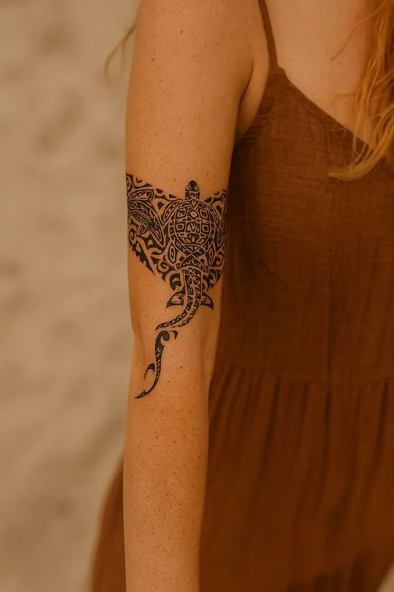 raie manta sur le bras d'une femme