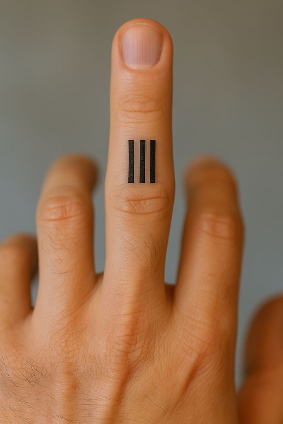 tatouage 3 traits sur le majeur