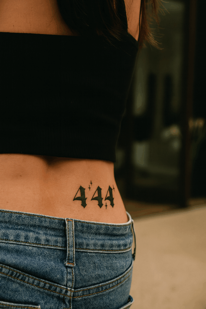tatouage 444 sur la hanche d'une femme