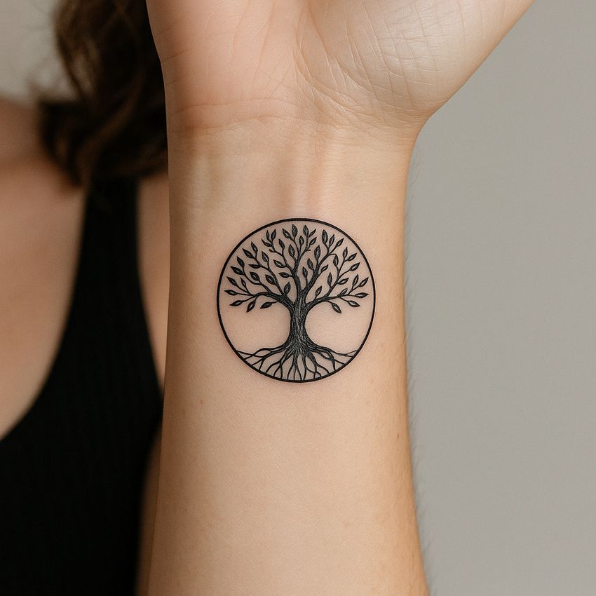tatouage arbre de vie cercle femme