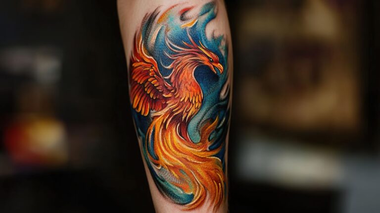 tatouage d'un phoenix sur le bras