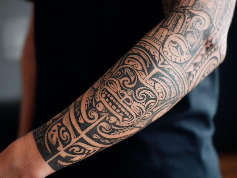 tatouage polynesien bras complet
