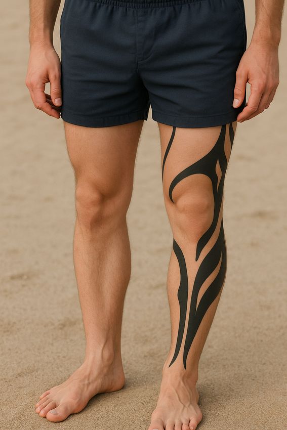 Tatouage tribal genoux homme