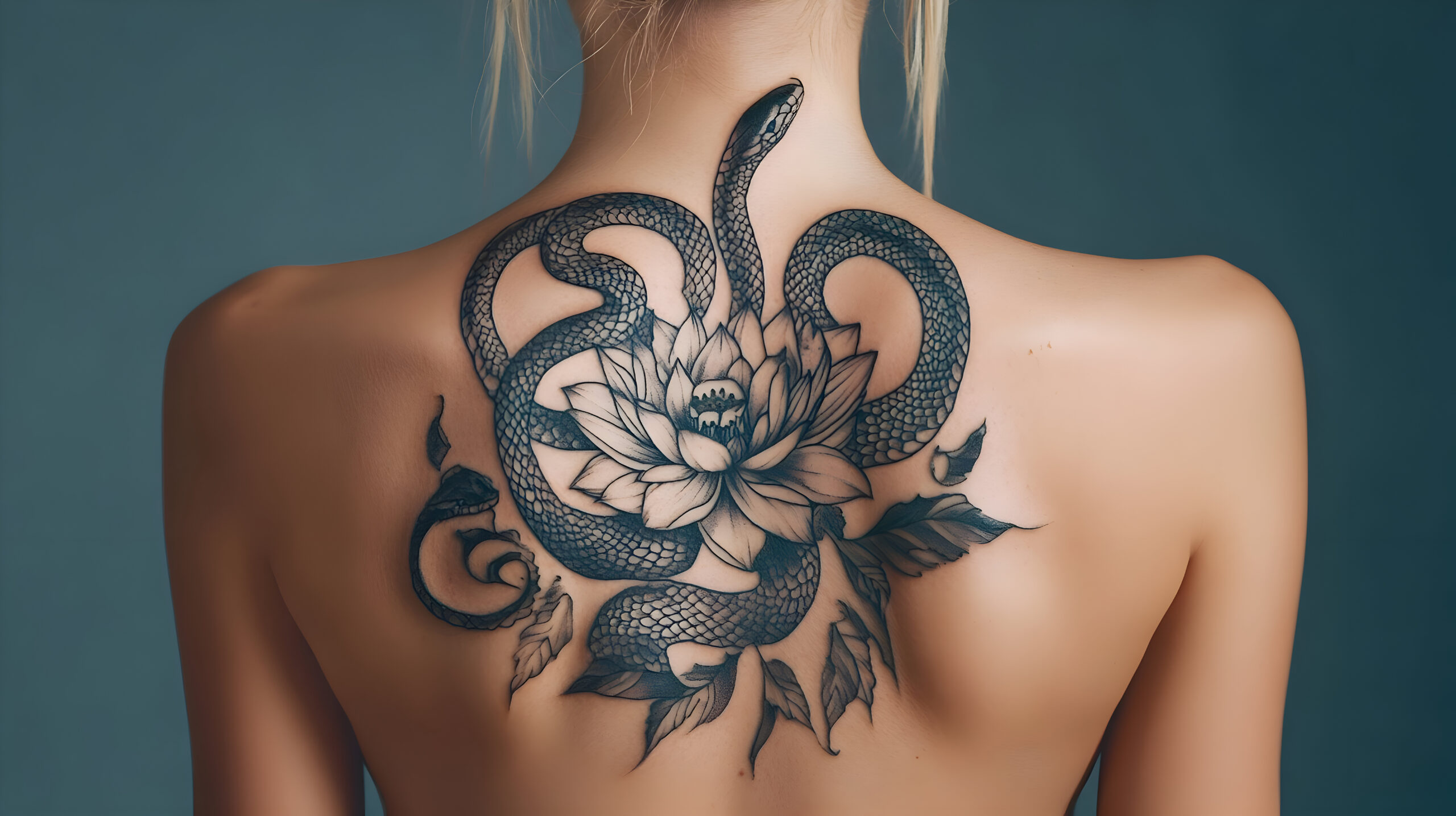 Tatouage de serpent sur le dos d'une femme