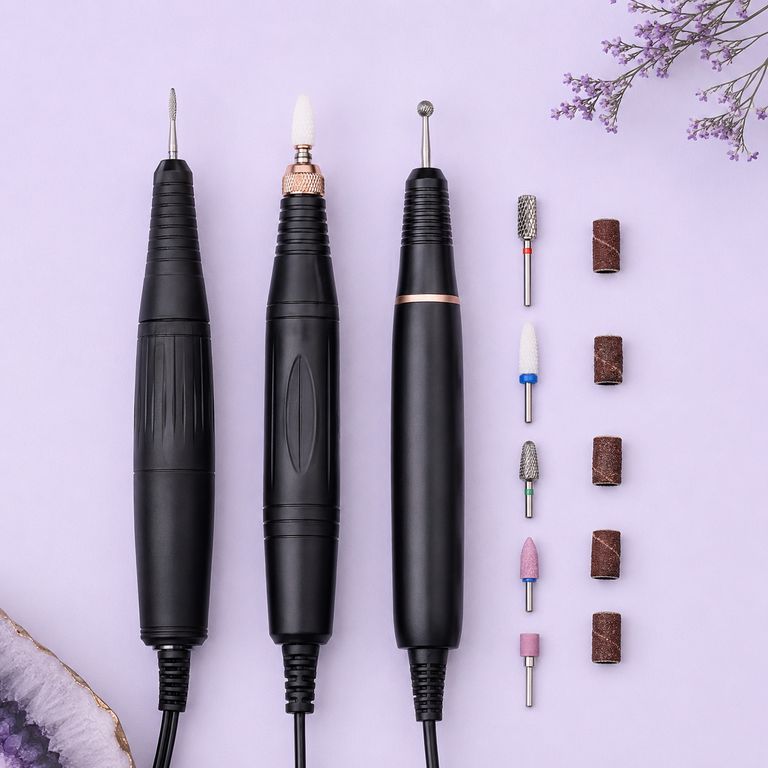 Pièces à main de ponceuses à ongles professionnelles avec embouts carbure, céramique et mandrins à bandes
